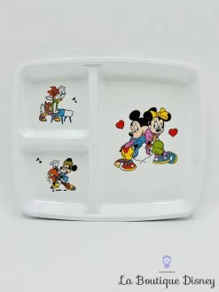 Assiette Compartiments Mickey Minnie Daisy Disney 1988 Melamine Vintage