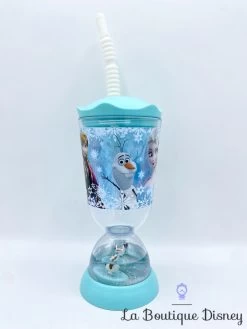 Gobelet Paille La Reine Des Neiges Disney Store Verre Plastique Bleu Anna Elsa Olaf Sven -Disney gobelet paille anna elsa la reine des neiges disney store verre plastique figurine flotte 1