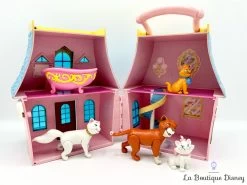 Ensemble De Jeu Figurines Les Aristochats Playset Disney Maison Transportable -Disney jouet maison transportable les aristochats figurines playset disney rose bleu vintage rare 7