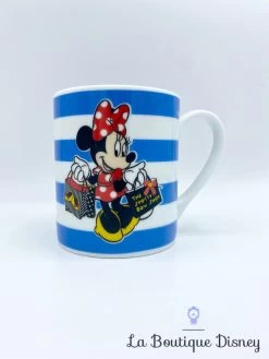 Tasse Minnie Mouse Shopping Disney Mug Bleu Et Blanc Rayures Sacs