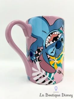 Tasse Stitch Souillon Disney Store Mug ShopDisney Lilo Et Stitch Bleu Violet Feuilles -Disney tasse stitch souillon disney parks mug shopdisney violet rose feuilles 1