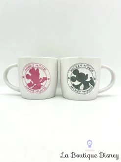 Paire Tasses Mickey Minnie Mouse Disney Mug Duo Souris Gris Rose Blanc