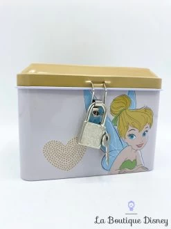 Tirelire Métal Fée Clochette Disney WO Products Peter Pan Tinker Bell Boite Coffre Rose Cadenas