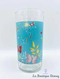 Verre Fée Clochette Disney Peter Pan Fleurs Papillons Bleu -Disney verre fee clochette disney bleu peter pan fleurs papillons 1